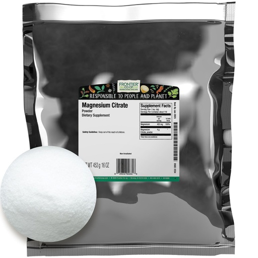 [BRSWIYQ4DIFGOFDU] Frontier Co-op Magnesium Citrate Powder, Kosher - Pure Magnesium Citrate, Unflavored | 16 Ounce (Pack of 1)
