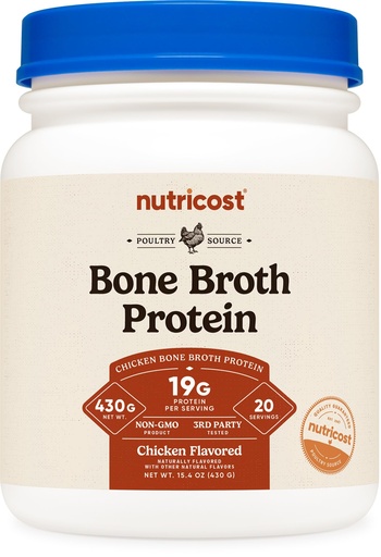 [BRSRAZQOPJYQ4YAY] Nutricost Chicken Bone Broth Protein (Chicken Flavored, 20 Servings)