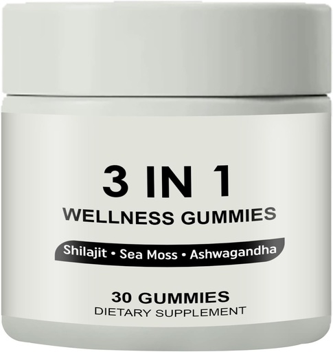 [BRSRAAQPCMCWCHL5] 3 in 1 Gummies, 3 in 1 Shilajit Gummies for Men, Pure Shilajit Wellness Gummies(Shilajit + Sea Moss + Ashwagandha), Shilajit Gummies for Men, Non-GMO