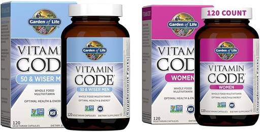 [BRSRAZYRBEFWMHI6] Garden of Life Men's & Women's Multivitamins, Vitamin Code 50 & Wiser Men 120 Capsules and Vitamin Code Women's Multi 120 Capsules
