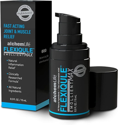 [BRSWGGADB55WKCT4] AlchemLife FlexiQule MAX - Fast Acting Emollient Supporting Natural Joint & Muscle Relief - Soothes Stiffness & Aids Mobility - Powerful Phyto-Actives of Ginger, Boswellia & Piperine - (15mL Pump)