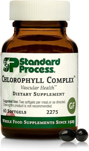 [BRSWIYQ7DIMB23I7] Standard Process Inc. Chlorophyll Complex - Immune Support, Antioxidant Activity, Skin Health and Hair Health Support with Vitamin A, Sunflower Lecithin, Buckwheat, Spanish Moss - 60 Softgels