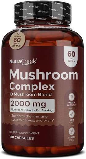 [BRSW2GTYOECQK2TV] Complejo de baño ← Cordyceps Mushroom, Reishi, Shiitake, Maitake y Lions Mane Suplemento. Un suplemento de 10-Mushroom para apoyar su mente y cuerpo.