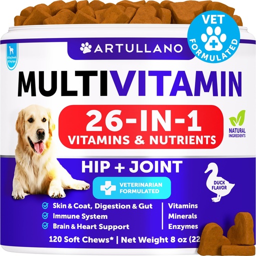 [BRSROYYNAF5RYGQ2] Dog Multivitamin Chewable with Glucosamine 26 in 1 - Dog Vitamins and Supplements - Senior & Puppy Multivitamin for Dogs - Pet Joint Support Health - Immunity, Mobility, Gut Skin - 120 Chews