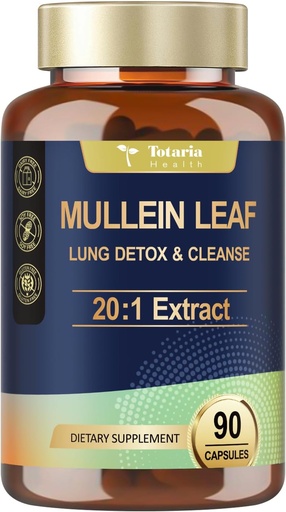 [BRSRAFIOBUHQ4C37] Totaria Mullein Capsules su Calendula (Lung Detox & Cleanse), Mullein Leaf (Mullein Leaf) ekstraktas (Lungs) Žolinių papildai kvėpavimo organų sveikatai ir imunitetui - 90 Vegan Clars