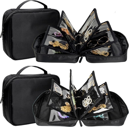 [BRSRAAQ6CEPBG3LD] 2 PCS Travel Jewelry Organizer Cases,Small Jewelry Bags with Clear Zipper Velvet Pouches for Traveling