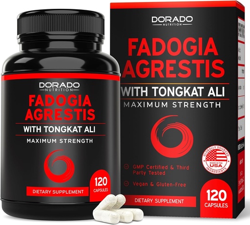 [BRSW2GI5OJ7AG3DL] Fadogia Agrestis and Tongkat Ali Supplement Performance Blend - (120 Capsules) - Maximum Strength - Drive, Athletic Performance & Muscle Mass - Gluten Free, Non-GMO, Vegan Capsules - USA Made