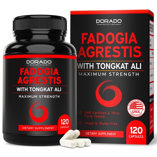 [BRSW2GI5OJ7AG3DL] Fadogia Agrestis and Tongkat Ali Supplement Performance Blend - (120 Capsules) - Maximum Strength - Drive, Athletic Performance & Muscle Mass - Gluten Free, Non-GMO, Vegan Capsules - USA Made