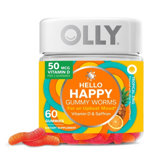 [BRSW2YAFPIPAGGQV] OLLY Hello Happy, Mood Support Gummies for Adults*, Vitamin D - 60 Count