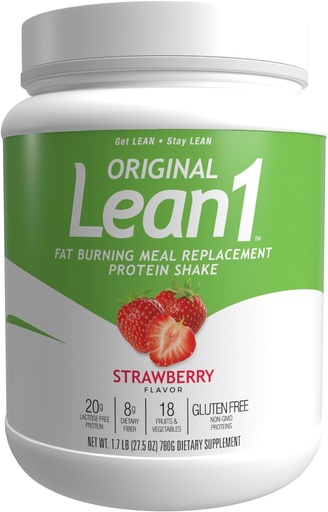 [BRSWIYLROQHRSFT4] Lean1 Meal Replacement Protein Shake, Strawberry Flavor, 15 Serving Tub