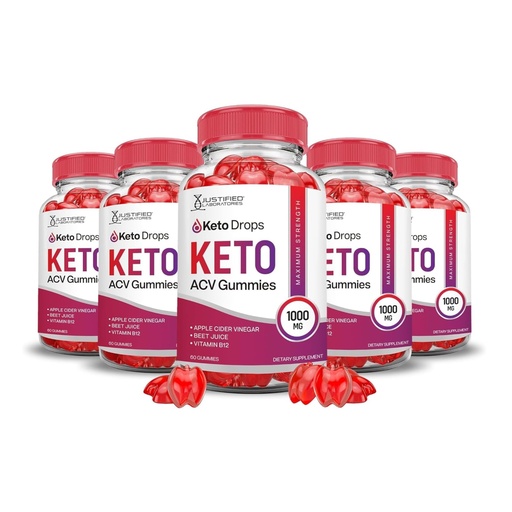 [BRSROA32CUBRECA2] Justified Laboratories Keto Drops Keto ACV Gummies (1000 mg) - 60 Count, Pack of 5 - Formulated with Apple Cider Vinegar, Folate & Vitamin B12 - Non-GMO, Vegan, Gluten Free - 150 Servings