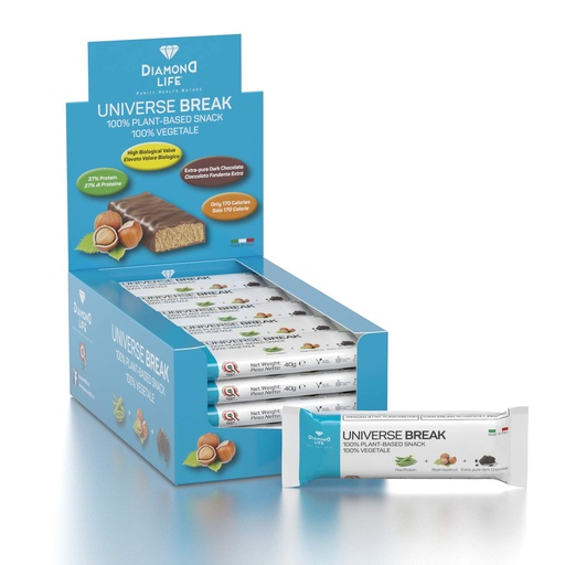 [BRSW2Y3QBUCGY3TB] UNIVERSE BREAK - Hazelnut Flavour - Tökéletesen kiegyensúlyozott alacsony kalóriatartalmú ültetvény alapú bár - Diamond Life