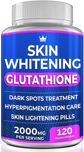 [BRSWY2YTCACQYA32] Glutathione Whitening Pills - 120 Capsules 2000mg Glutathione - Effective Skin Lightening Supplement - Dark Spots, Melasma & Acne Scar Remover, Hyperpigmentation Treatment - Anti-Aging Antioxidant