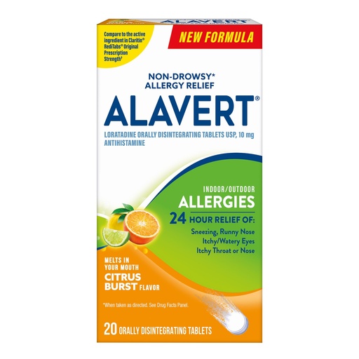 [BRSW2ZAFPMBGCCYV] Alavert 24 Hour Allergy Relief Tablets, Non-Drowsy Antihistamine, Orally Disintegrating Allergy Tablets, Loratadine 10 mg, Citrus Burst Flavor, 18 Count