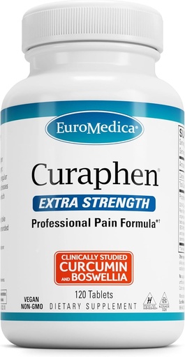 [BRSWIBT7B55W2FTU] EuroMedica Curaphen Extra Міцність - Куркумін & Boswellia Supplement для підтримки здорового кровообігу - Турмерична добавка для підтримки суглобів, здоров'я м'язів і ендорфін Виробництво - 120 таблеток