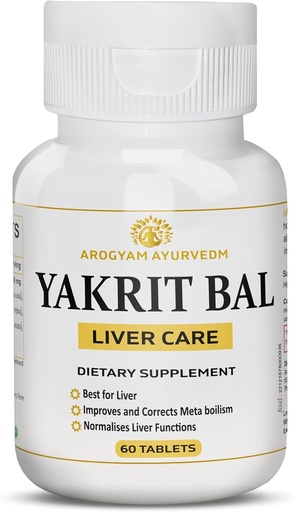 [BRSRA2Y7CANRUCQ7] Dr. Pushp's AROGYAM AYURVEDM YAKRIT BAL | Liver Support, Helps in Detoxifying Liver - Pack of 60 Tablets