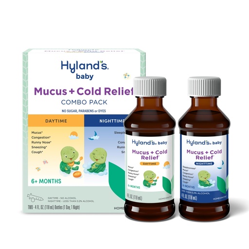[BRSWKHALOMMWG2I7] Hyland's Baby Mucus and Cold Relief, Day and Night Value Pack, Infant And Baby Cold Medicine, Decongestant And Cough Relief, 8 Fl Oz