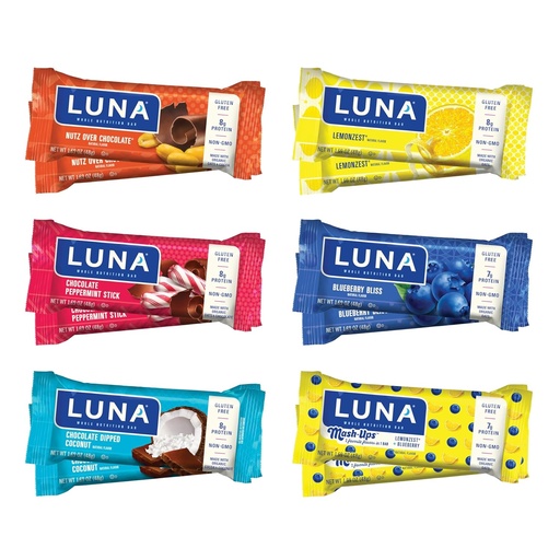 [BRSWGFTROAHQEADF] LUNA Bar - Variety Pack - 6 Flavors - Snack Bars - Non-GMO - Gluten-Free Protein Bars - Made with Organic Oats (12 Pack)