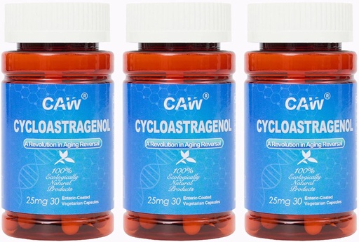 [BRSWIGIPAF4QMH32] CAW Hypersorption Cycloastragenol | Telomere Support Anti-Aging | Cell Health Immune Booster | 25Mg 30Enteric-Coated Capsule 3 bottiglie