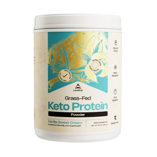 [BRSWGFT5CIOQ4CLL] LevelUp Keto Protein, with Collagen Peptides, Energizing MCT, Whey Isolate Protein, Ketogenic Protein Powder Supplement - Vanilla Sweet Cream