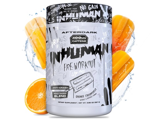 [BRSROBD4CQMBEC3Z] AFTERDARK INHUMAN Pre-Workout Powder, Enhanced Mind-Muscle Connection, Sustained Energy, Potent Nootropic Blend, Vegan, Gluten-Free, Soy-Free, 400mg Caffeine, No Crash, Orange Creamsicle