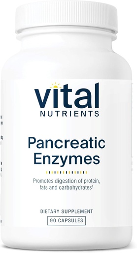 [BRSWIZYBDMDBMH3M] Vital Nutrients Pancreatic Enzymes 1000mg (Full Strength) | Pancreatin Digestion Supplement with Protease, Amylase & Lipase | Digestive Enzymes | Gluten, Dairy, and Soy Free | 90 Capsules