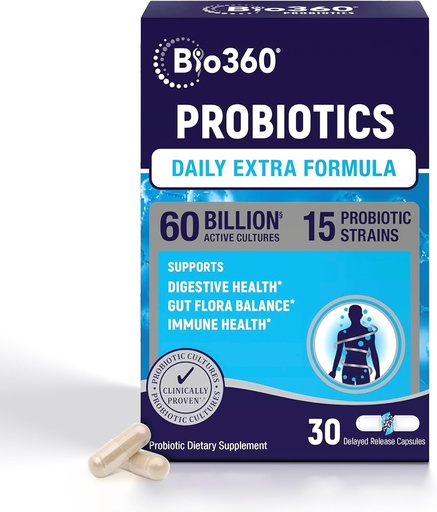 [BRSWYAAQO4NRQAYY] Extra Strength Probiotic for Digestive Health and Immune Support, 60 Billion CFU & 15 Strains, Gut Health Probiotics für Männer und Frauen unterstützt Okzial Constipation, Durchfall, Gas & Bloating, 30CT