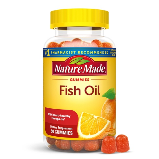 [BRSWI2QBAV5AMDT6] Nature Made Fish Oil Omega 3 Gummies, Omega 3 Fish Oil Supplements, Healthy Heart Support, 90 Gummies, 45 Day Supply