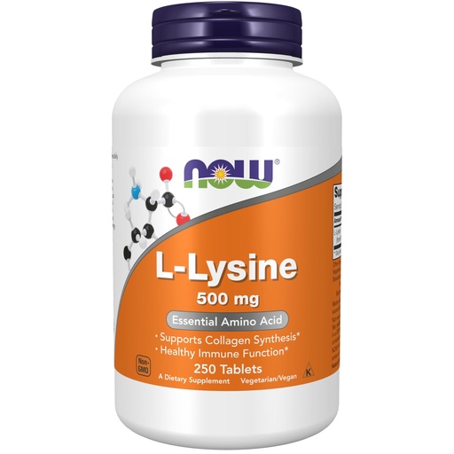 [BRSWIYT3BIARE2DA] NOW Supplements, L-Lysine (L-Lysine Hydrochloride) 500 mg, Amino Acid, 250 Tablets