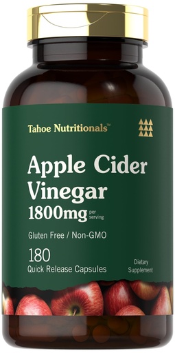 [BRSRAFAKDJ4BA2TL] Tahoe Nutritionals Apple Cider Vinegar Capsules | 1800 mg | 180 ACV Pills | Non-GMO, Gluten-Free Supplement