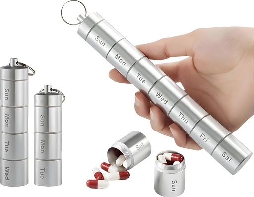[BRSROZL6CN7GGFDD] Zam-Zam Daily Pill organization QQ Portable 7 Day Pill 组织者 大型能力旅行 Pill 容器 医疗管理方便周药盒 QQ旅行 Pill 组织者带标签(铝)