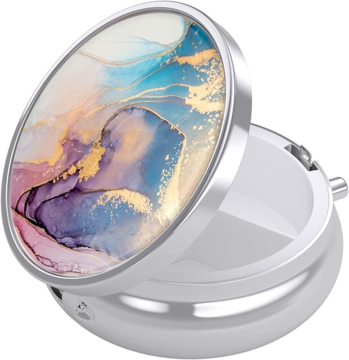 [BRSW2GATBN6QKE3P] Nipichsha Pill Box, Lille Pill Case for Purse & Pocket, Søt reisemedisin Organizer, Bærbar medisin Container Holder å holde vitaminer, Medisinering, Fiskeolje & Supplement, Ink Pink Marble