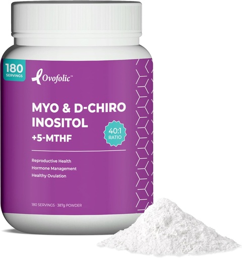 [BRSRAZIPABYGCALF] Inositol 보충교재 - Myo-Inositol와 D-Chiro Inositol 플러스 활동적인 Folate 이상 40:1 비율 - 호르몬 균형 (180의 봉사, 387g 단지)