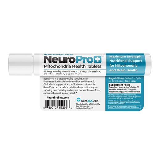 [BRSROFA2CJ4BUYDX] Best 365 Labs NeuroPro+ Methylene Blue and C Complex, Mitochondria and Mental Clarity Tablets, 60 Count