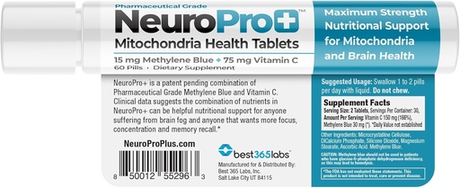 [BRSROFA2CJ4BUYDX] NeuroPro+ - Metilen modro in C kompleks - Največja moč Mitohondrije Podporne tablete - hitro delujoča mentalna jasnost podpora - 60 tablet