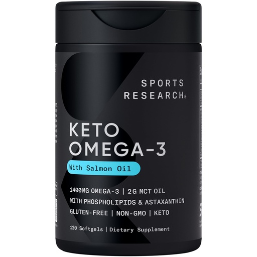 [BRSWGHARDIFBUCDD] Sports Research Keto Omega Fish Oil with Wild Sockeye Salmon, Antarctic Krill Oil, Astaxanthin & Coconut MCT Oil - 1200mg of EPA & DHA per Serving | Keto Certified & Non-GMO Verified (120 Softgels)