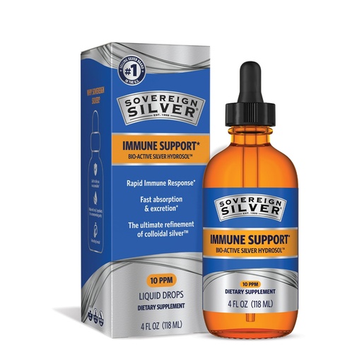 [BRSWIYQGAJ7Q433C] Sovereign Silver Immune Support - Colloidal Silver, Bio-Active Silver Hydrosol, 10 ppm, Liquid Dropper, 4 Fl Oz, (118 mL)