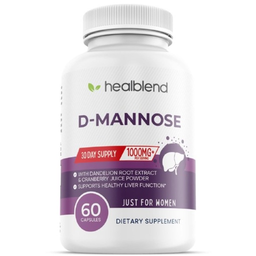 [BRSRAZYDOYPAEFY6] D-Mannose 1000mg Capsules with Cranberry Juice Powder, Hibiscus, and Dandelion Extracts - 30 Day Supply for Urinary Tract Health