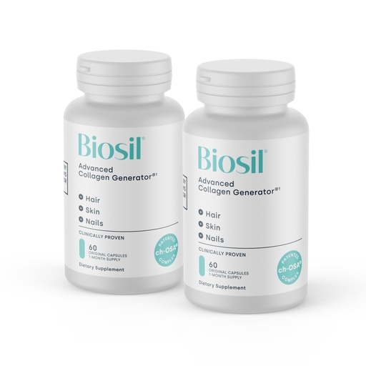 [BRSWIZ37O5YR6GTG] Biosil Collagen Booster Supplement - 60 Original Capsules, Pack of 2 - Patented ch-OSA Activator for Skin, Hair, Nails & Joints - Supports Natural Production - 60-Day Supply