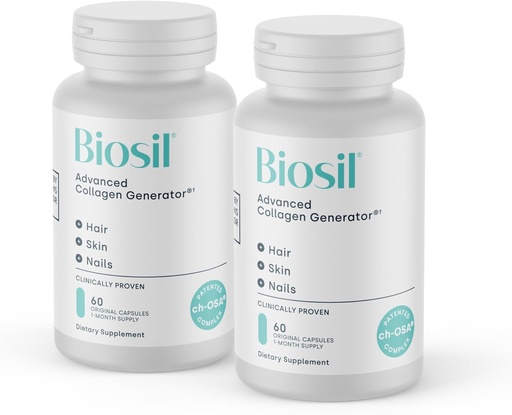 [BRSWIZ37O5YR6GTG] Supplément de rappel de collagène biosil - 60 capsules originales, boîte de 2 - Activateur ch-OSA breveté pour la peau, les cheveux, les ongles et les articulations - supporte la production naturelle - 60 jours d'approvisionnement