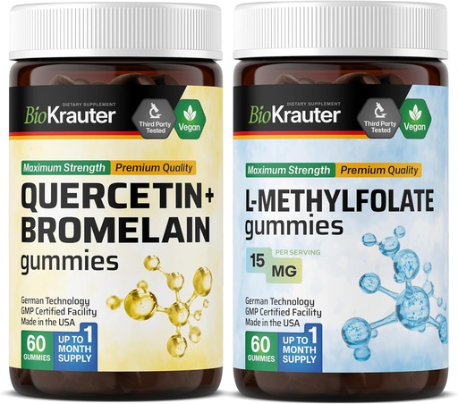 [BRSRAGA3BEBBGDTH] BIO KRAUTER Quercetin with Bromelain 60 Gummies & L-Methylfolate 60 Gummies