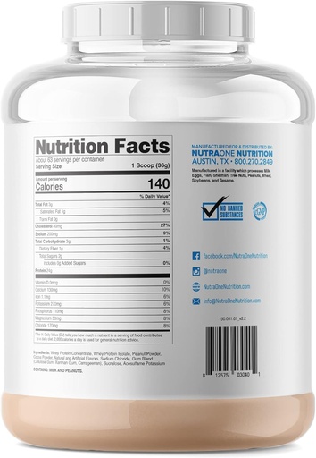 [BRSWGAIFB4NQ4ALG] NutraOne ProteinOne Whey Protein Promote Recovery and Build Muscle with a Protein Shake Powder for Men & Women (Chocolate PB Cup, 5 LB)