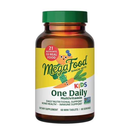 [BRSWIZQCCZ6QAFDK] MegaFood Kids One Daily Multivitamin - Convenient Mini Multivitamin for Kids - with Zinc, Vitamins C, B & D - Vegetarian, Gluten Free, Non GMO - 60 Tablets, 60 Servings