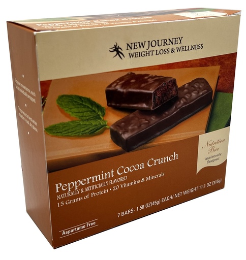 [BRSRMAIOOUORYAYY] Peppermint Cocoa Crunch Bar - New Journey Weight Loss & Wellness - High Protein Nutrition Bar (7 bars/box)