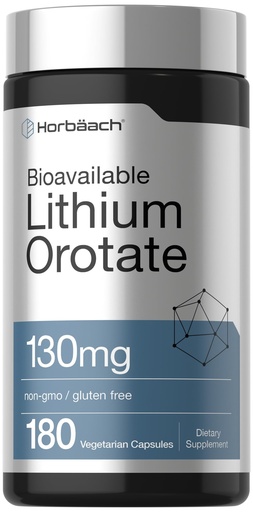 [BRSWGBAEDEOQMGTD] Horbäach Lithium Orotate 130mg | 180 Capsules | Non-GMO, Gluten Free, Vegan | 5mg Bioavailable Elemental Lithium