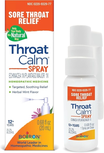[BRSRMAAFCEFBOGY2] Boiron ThroatCalm Spray для Soothing Sore Throat Relief - Завод, що працює з Echinacea - Природні, Mint-Like Herbal Flavor - Non-Numbing & Benzocaine-Free - .68 Fl Oz