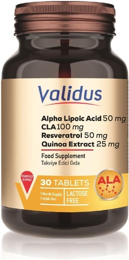 [BRSROZT2DMDR4E3O] VALIDUS Alfa Lipoic Acid + CLA + Resveratrol 30 Tablets
