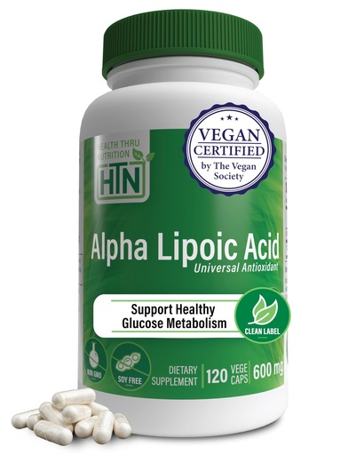 [BRSWYY34PN6BA237] Health Thru Nutrition Alpha Lipoic Acid 600mg 120 Servings | Certified Vegan | Universal Antioxidant | Non-GMO, 3rd Party Tested, Hypoallergenic, Gluten Free, Soy Free ALA Capsules