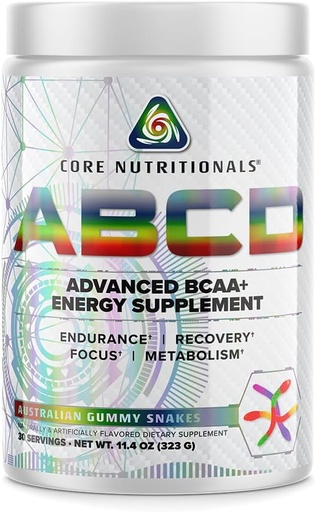 [BRSWYED2OAPGA3DZ] Core Nutritionals Platinum ABCD Advanced BCAA Energy Supplement, Improves Endurance, Recovery, and Focus 30 Servings (Australian Gummy Snakes)