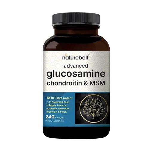 [BRSRA2T4DMPRGFD4] NatureBell Advanced Glucosamine Chondroitin & MSM - 240 Capsules - 10-in-1 Joint Support Complex* - Includes Hyaluronic Acid, Turmeric, Glucosamine, Collagen & More
